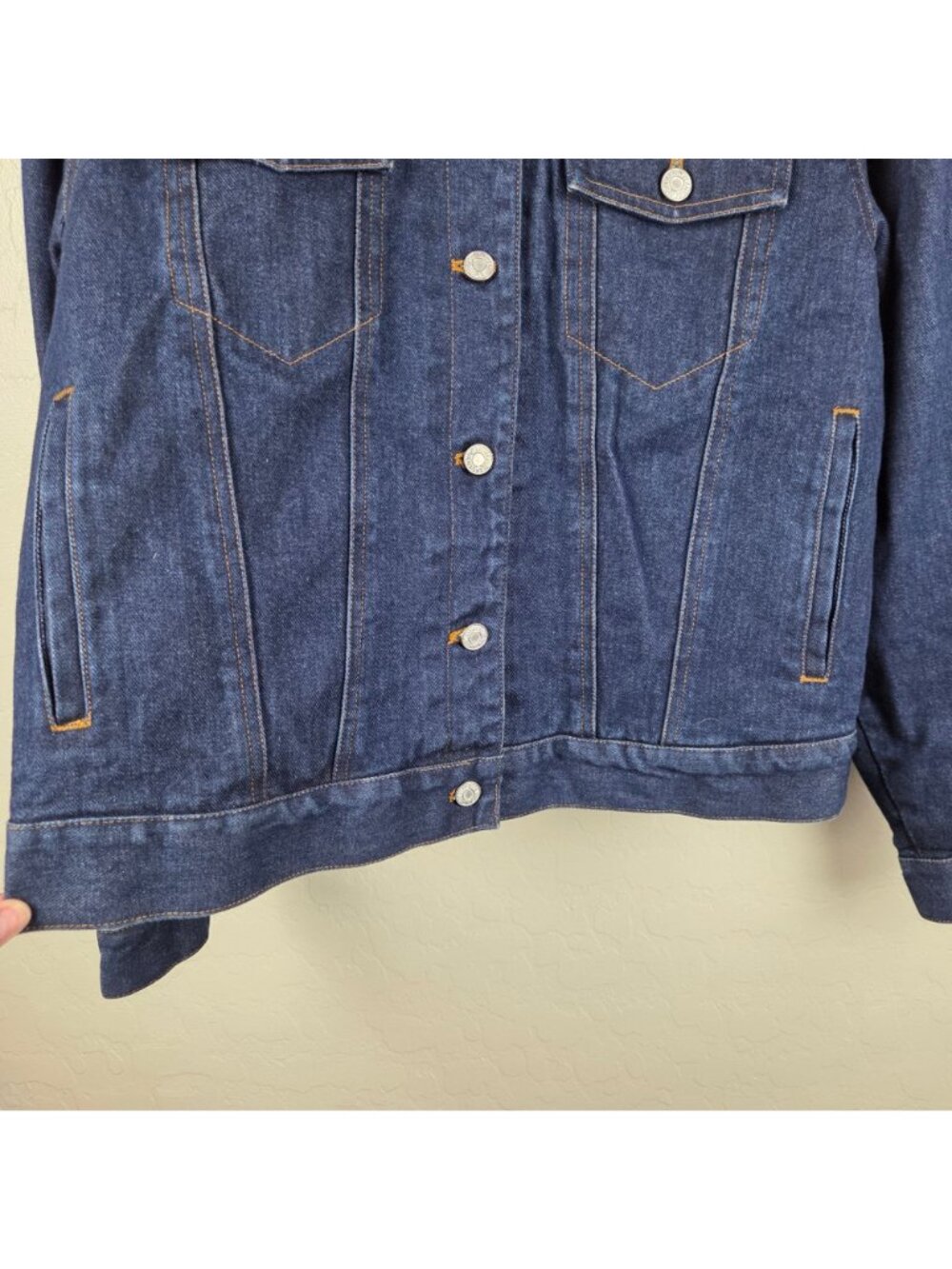 Vintage Ralph Lauren Dark Denim Trucker Jacket w Removable Faux Fur Collar L Y2K - Picture 5 of 12